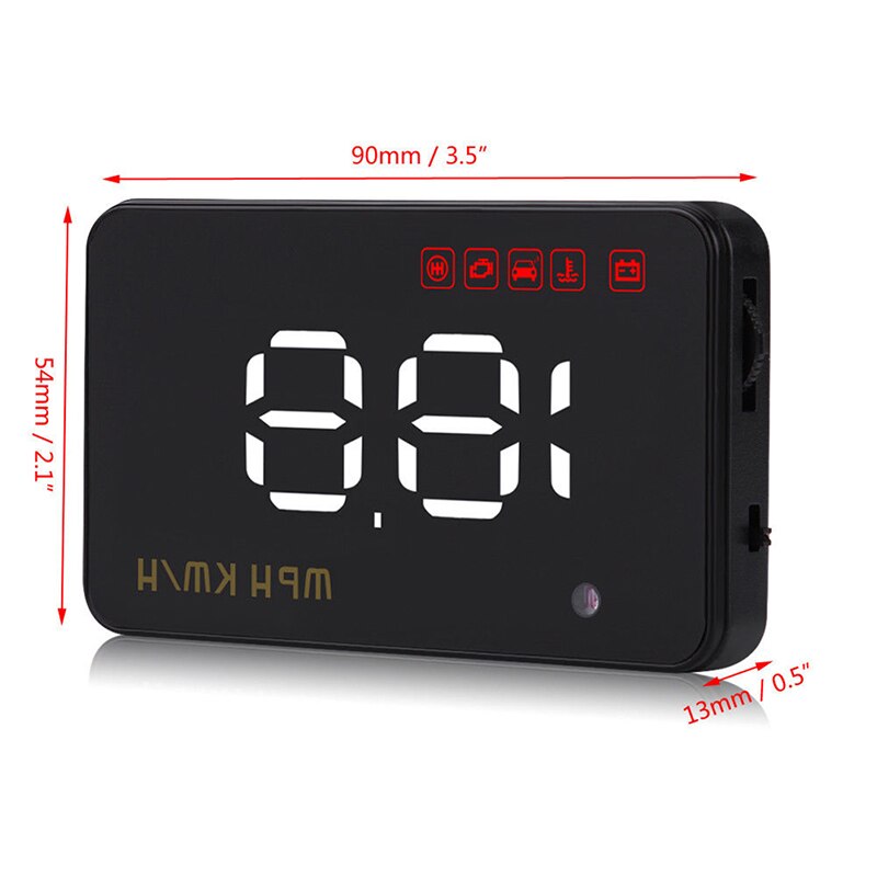 1einstellen Auto Hud Kopf hoch Anzeige Universal--Tachometer Über-geschwindigkeit Alarm Digitale Auto-Styling Auto Tacho Windschutzscheibe schwarz