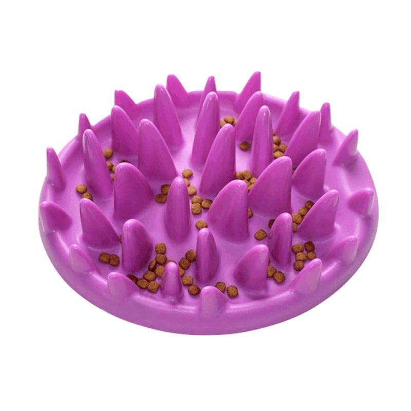 Pets Dog Cats Feeders Bowls Catch Interactive Hard Silicone Cat Kitten Slow Food Feed Non Slip Anti Gulping Feeder Bowl: Rose Red