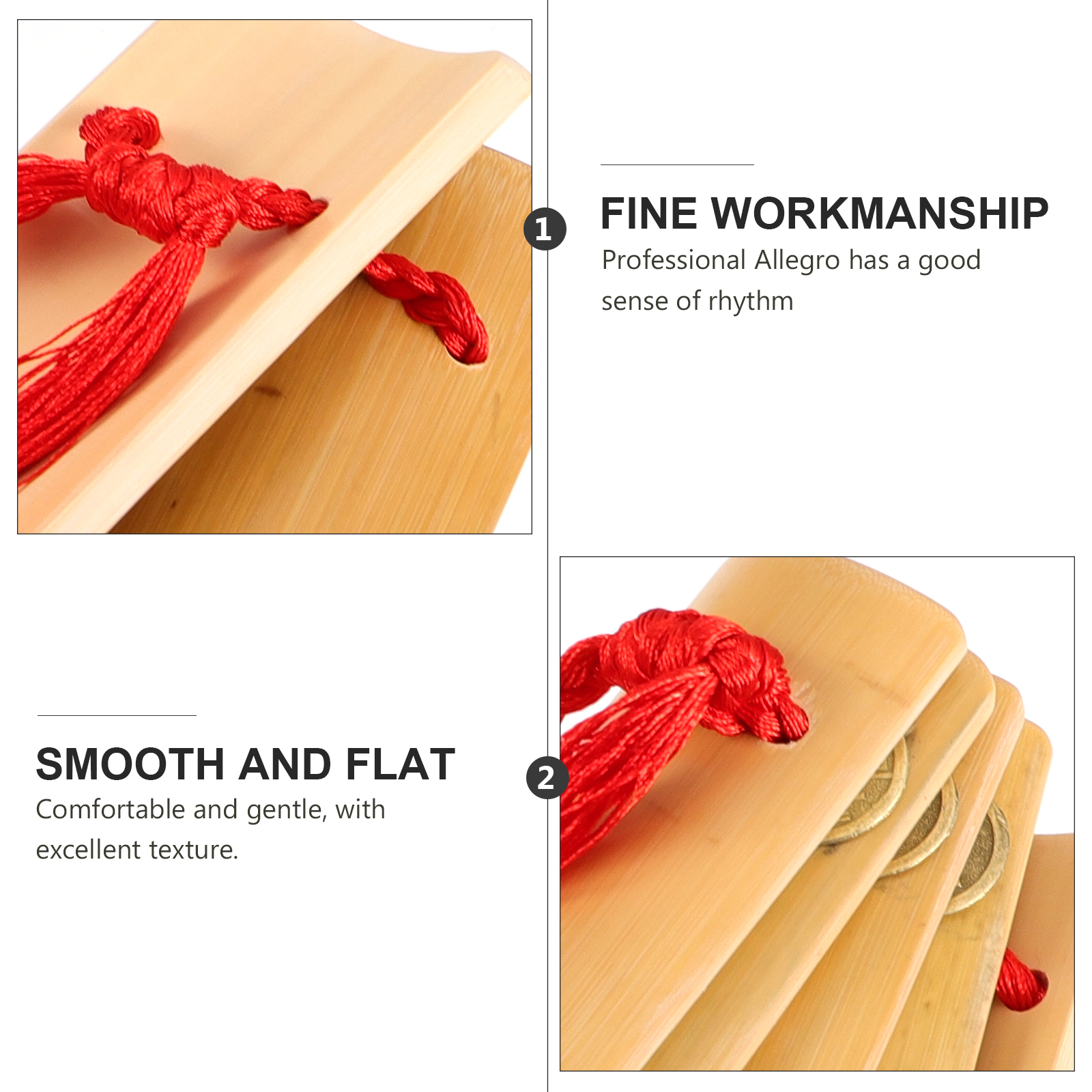 1 Pair Practical Chinese Bamboo Clapper Instrument Hand Percussion Instrument Traditional Kuaiban