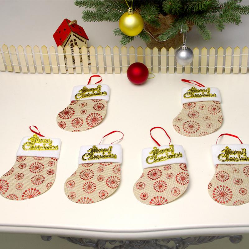 Kerst Decoratie Hotel Restaurant Servies Decoratie Bestek Set Van 6 Mini Kerst Kous Bestek Set Zachte Textuur