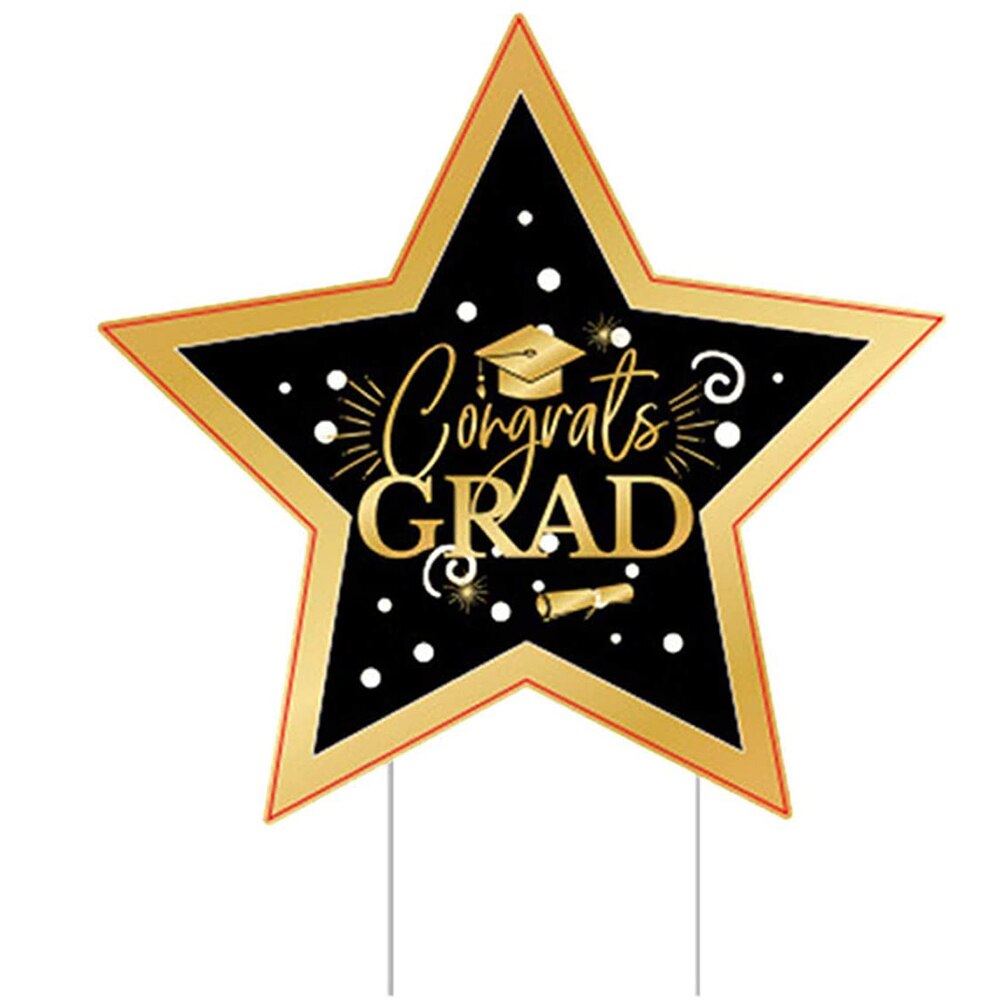 Letrero de plástico para decoración de graduación, señal de yardas, para de graduación, césped con estacas, señales para jardín al aire libre: B