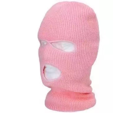 Pasamontañas de punto para invierno, máscara facial completa para deportes al aire libre, gorro de punto CS DE 3 agujeros: Rosa