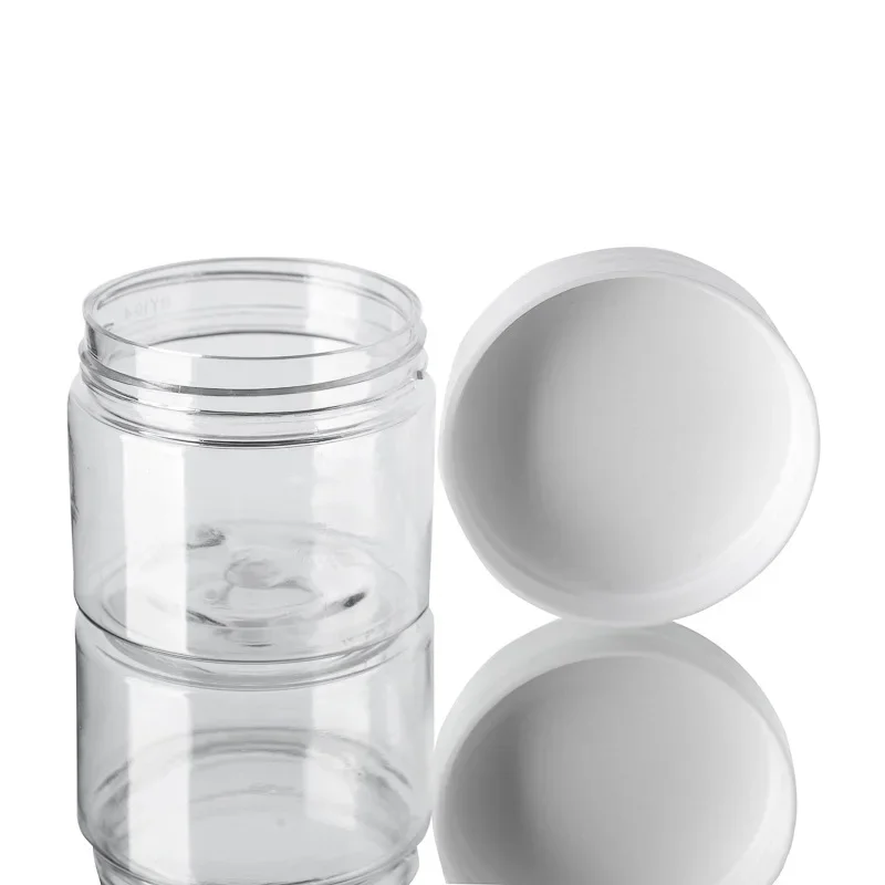 20 piezas Frascos vacíos de plástico de 30/50/60/80/100/150ml con tapas blancas, recipiente para crema facial, botella de viaje para alimentos, suministros para el hogar