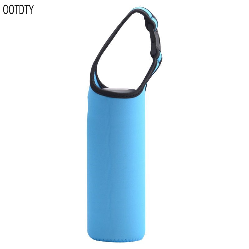 Funda con aislamiento térmico para botella de agua, funda aislante portátil, bolsa de transporte al aire libre con hebilla a presión para 500ML de diámetro, 6-8cm: Blue