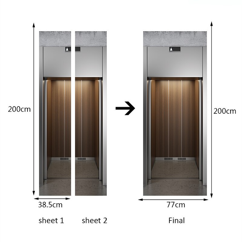 DIY Unique Simple Elevator Door Wall Sticker Waterproof Wallpaper Art Mural Poster Bedroom Home Decoration Removable Decals