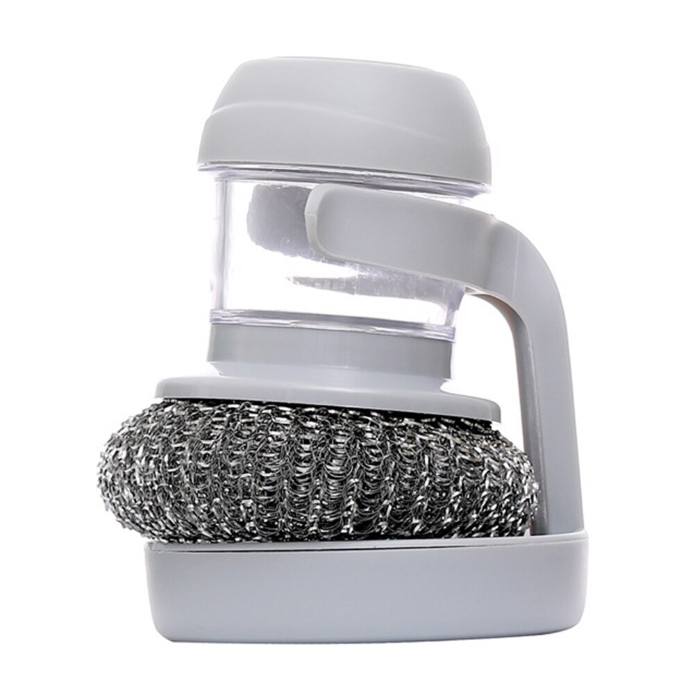 Automatic Liquid Adding Pot Brush Cleaner Household Kitchen Cleaning Tool for Washing Dishes Scrubbers Steel Ball Brushes