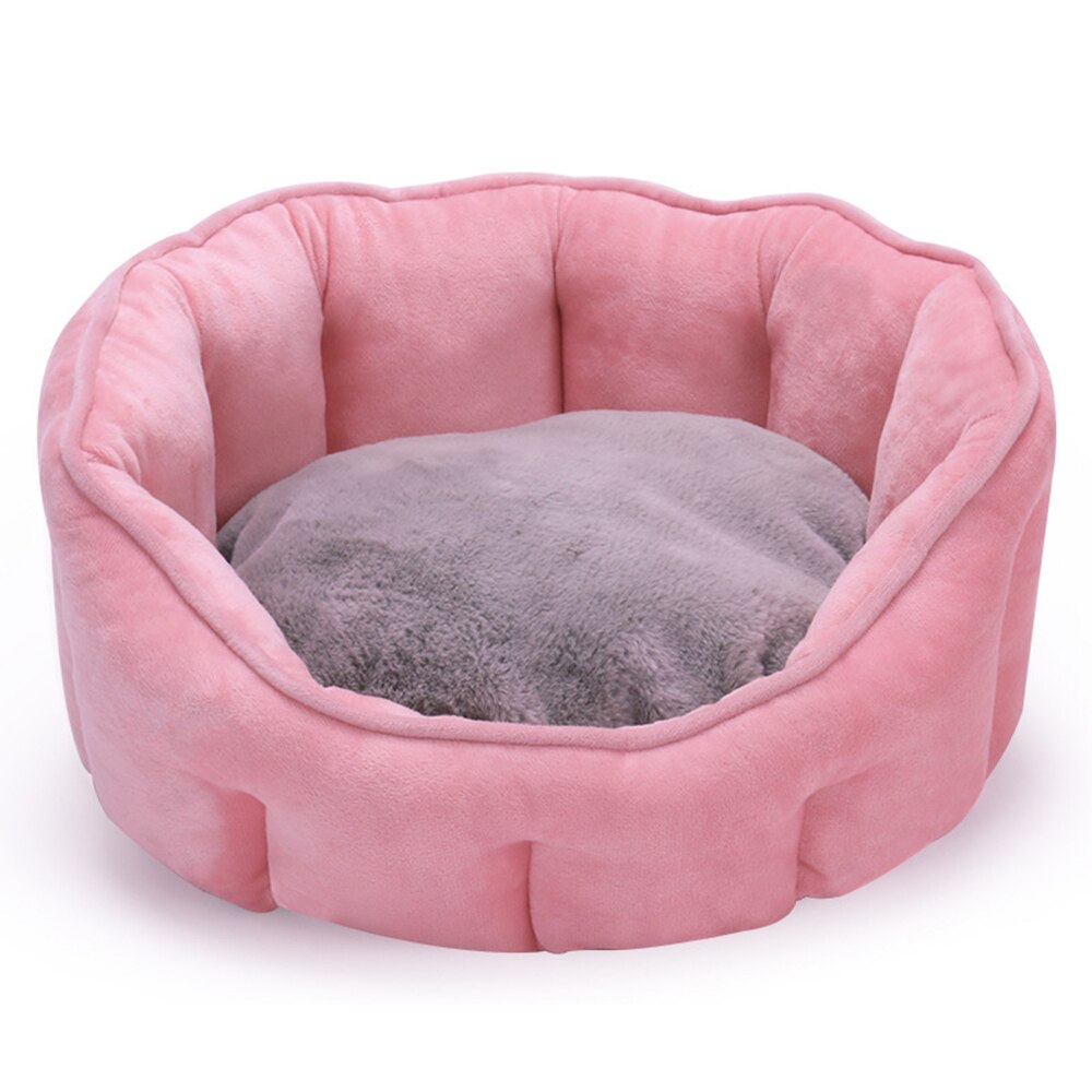 Meraco skalformet katteseng varm hyggelig kæledyrsseng hund & kat hulehus bærbart redemåtte killinghule med aftagelig pude: Lyserød