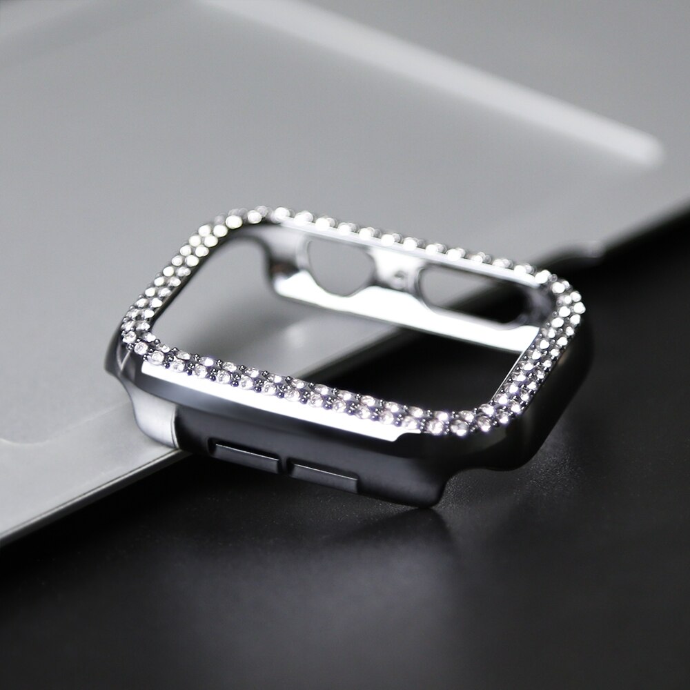 Diamentowe etui ochronne do Apple Watch Series 7 41MM 45MM Pokrowiec do iWatch 6 SE 5 4 3 38MM 42MM 40mm 44mm Akcesoria: XXXXXL / FIOLETOWY