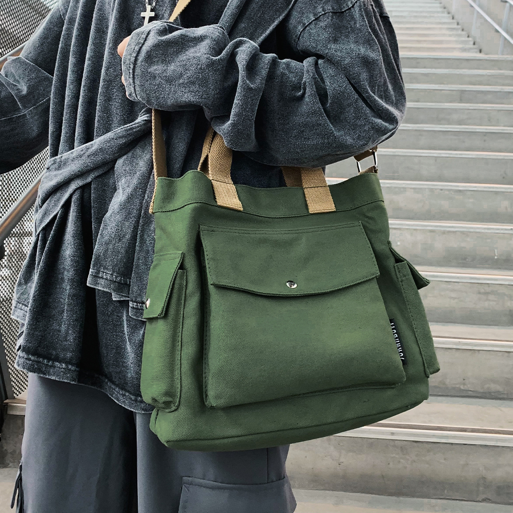 Canvas crossbodytas voor dames, grote capaciteit, messenger bag, casual, verstelbare riem, eenvoudige, draagbare boodschappentas, forenzentas