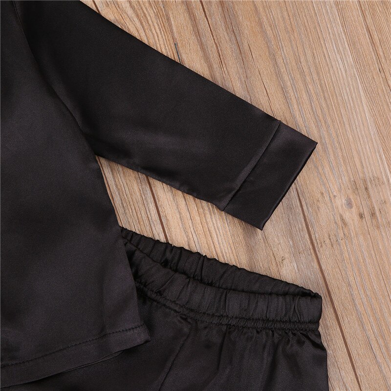 Een Persent Peuter Jongens Pyjama Sets Solid Lange Mouwen Single Breasted Pocket Tops Broek Pjs 1-7Y