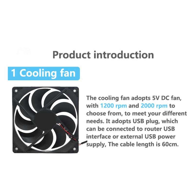 Cooling Fan DC 5V USB Power Supply Quiet Fan for Router TV Set-Top Box Radiator Cooler DIY Repair Parts 9cm/12cm