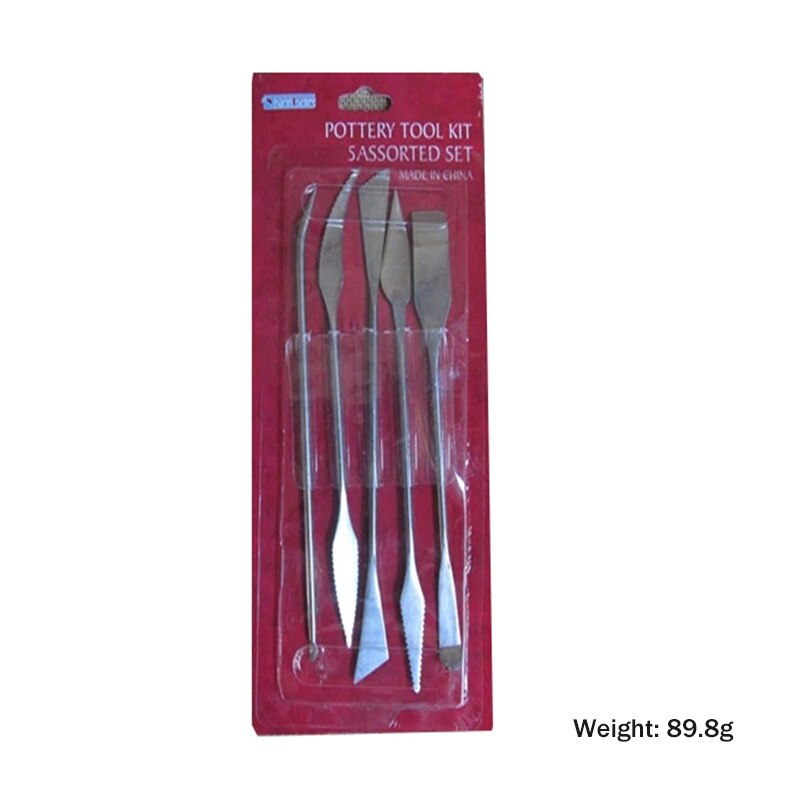 Plastic/Wooden/Metal Tools DIY Ceramic/Pottery Clay Sculpture Tools Set Shaping/Modeling/Sculpting/Carving/Coloring Clay Tools: Stainless-steel-5pcs