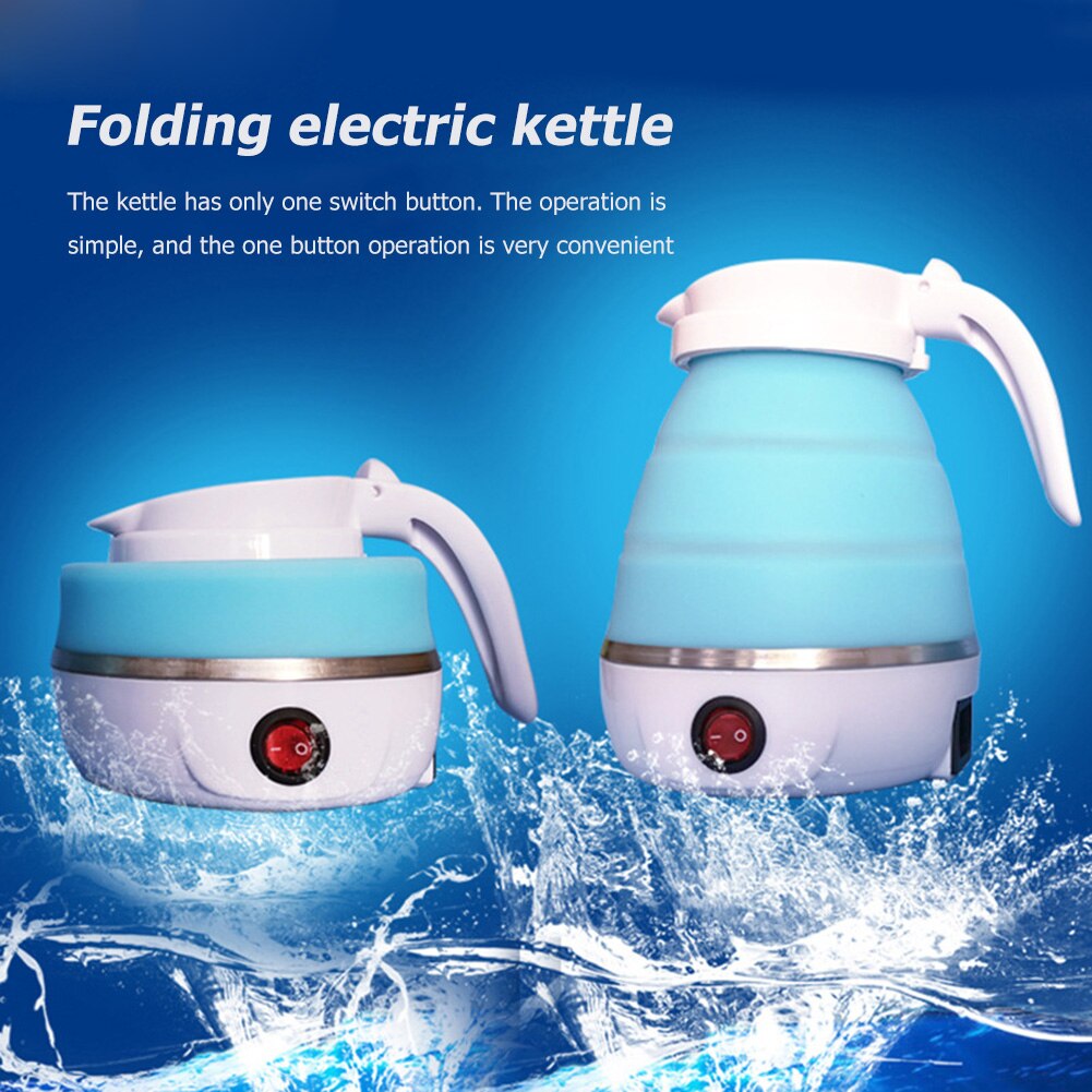 Hervidor de agua eléctrico plegable, tetera de silicona portátil de 600W para viaje, uso doméstico, accesorios de cocina