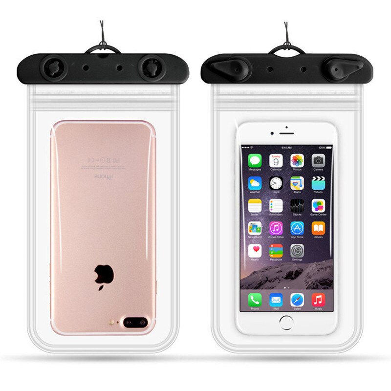 Bolsa de teléfono impermeable para natación, funda para teléfono de menos de 6,2 pulgadas, 11x22cm: BLACK