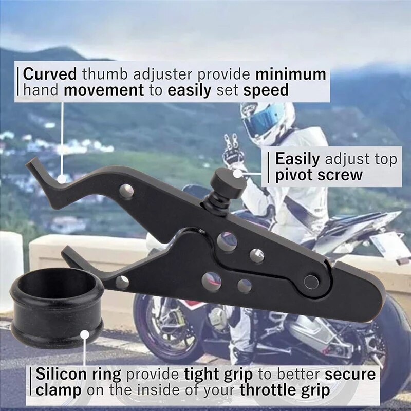 Motorcycle Cruise Control Throttle Lock With Grip Aluminum And Rubber Throttle Clamp Anti-slip Silicone Ring Assist Retainer