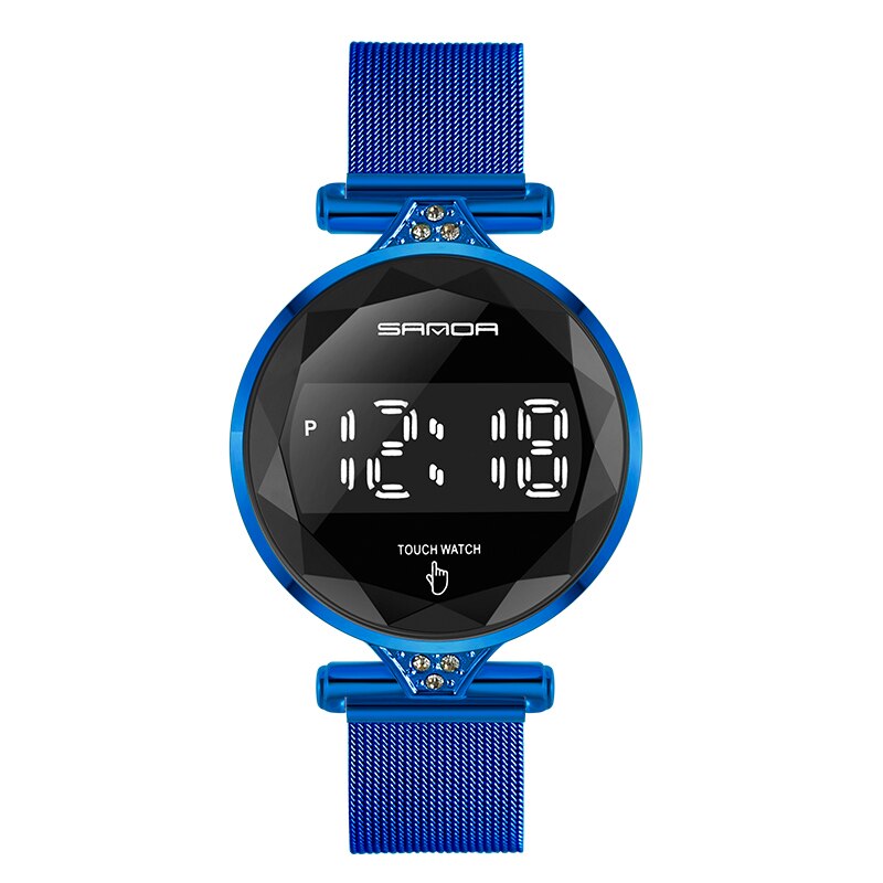 Montre numérique pour hommes écran tactile LED montre électronique de luxe or étanche montre noire montres en acier inoxydable: D