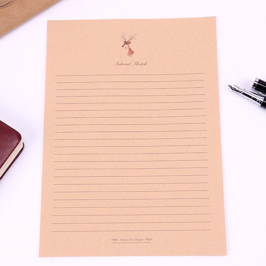 Juego de 10 hojas de cartulina de papel Vintage, papelería de papel, Bloc de notas con estilo de animales de dibujos animados, suministros para escuela y oficina: flower deer