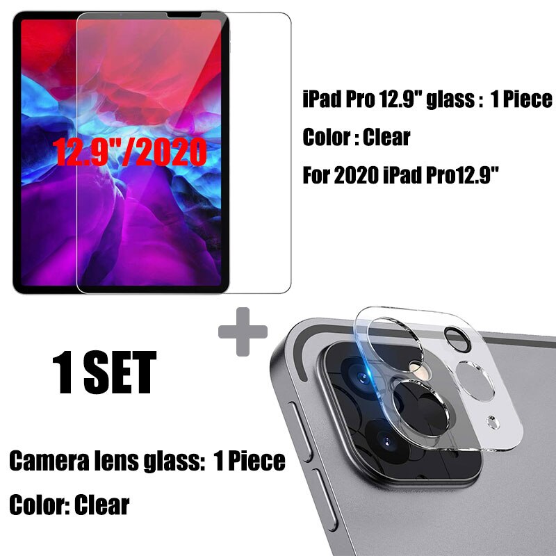 Vetro temperato 2in1 per Ipad pro 11 12.9 pellicola protettiva per tavoletta con obiettivo fotocamera posteriore per Ipad pro 12.9 11 2021 2020 pellicola protettiva: 1 impostato 2020 Pro 12.9