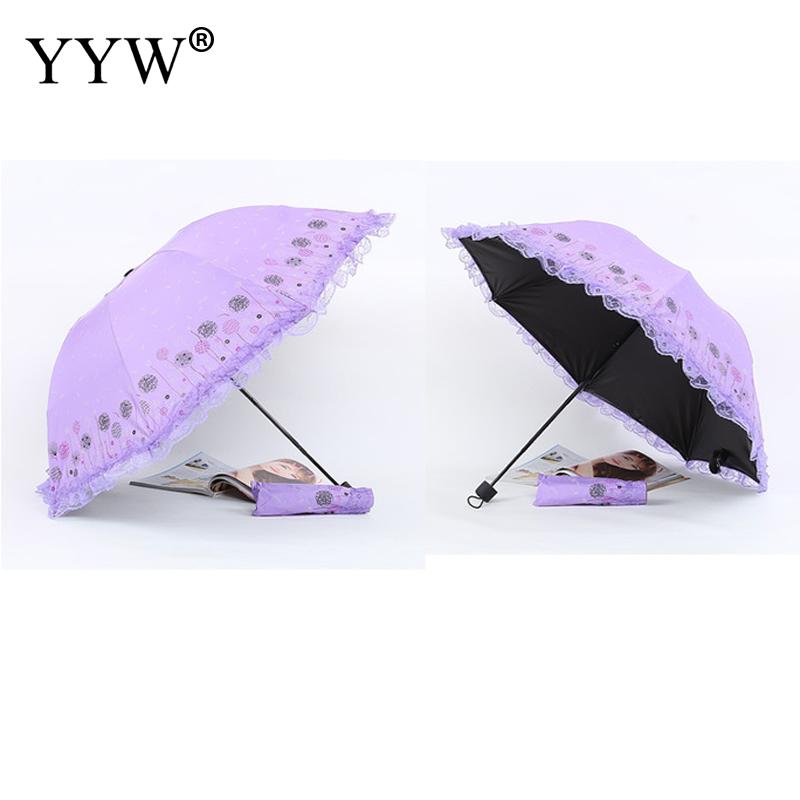 Folding Umbrella Lace Solid Color Pockets Umbrellas Rain Women Parasol Kids Plastic Paraguas Umbrella Machine Ambrella