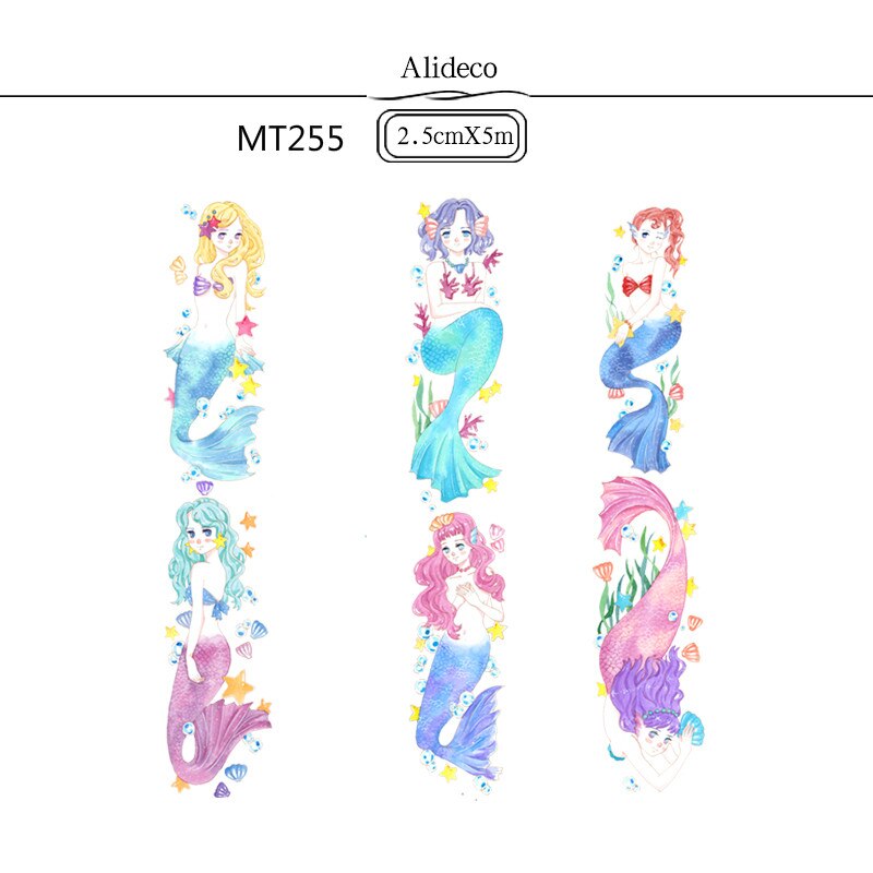 1 stk /1 mye washi maskeringstape havfrueblomst dekorativt selvklebende scrapbooking-papir japanske klistremerker 5m