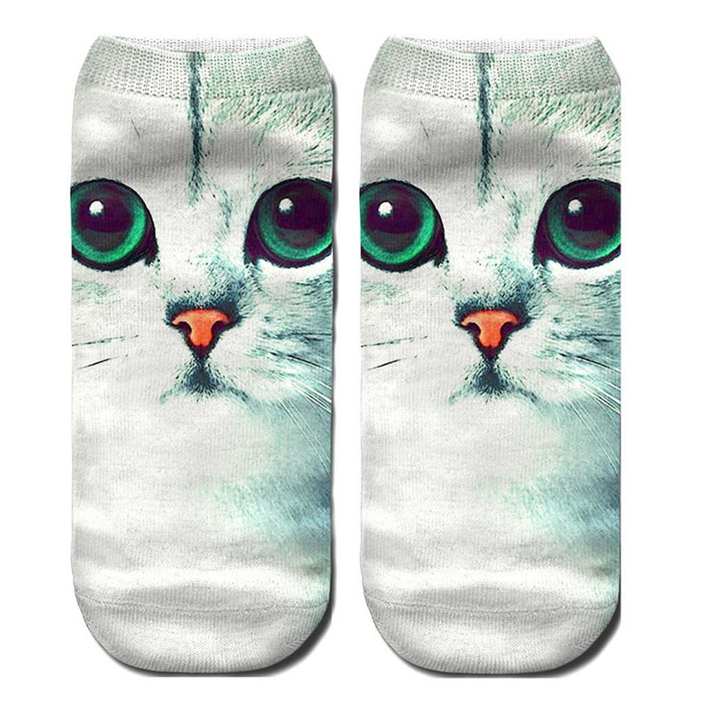 Femmes 3D nouveauté fou drôle chat cheville chaussettes mignon coloré dessin animé chat bateau chaussette dessin animé bas coupe chaussettes achats gratuits # D: Kaki