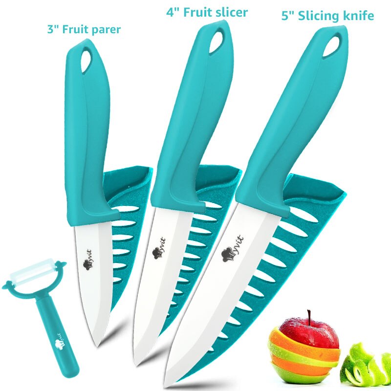 Myvit Ceramic Knife 3 4 5 6 inch Kitchen Knife Utility Slicing Fruit Vegetable Zirconia White Blade Chef Knives: green 345 inch