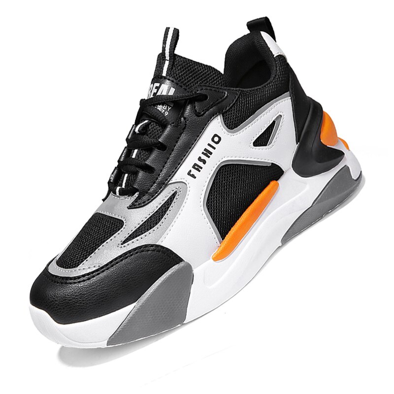 Lette løbesko åndbare mænd sneakers forår udendørs sko mænd behagelige dæmpende mesh fritidssko til par: Sort / 7