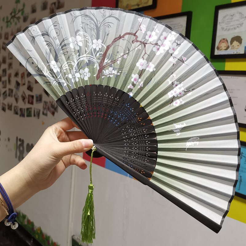Silk Fan Chinese Japanese Style Folding Fan Home Decoration Ornaments Pattern Art Craft Wedding Dance Hand Fan Paper Fans