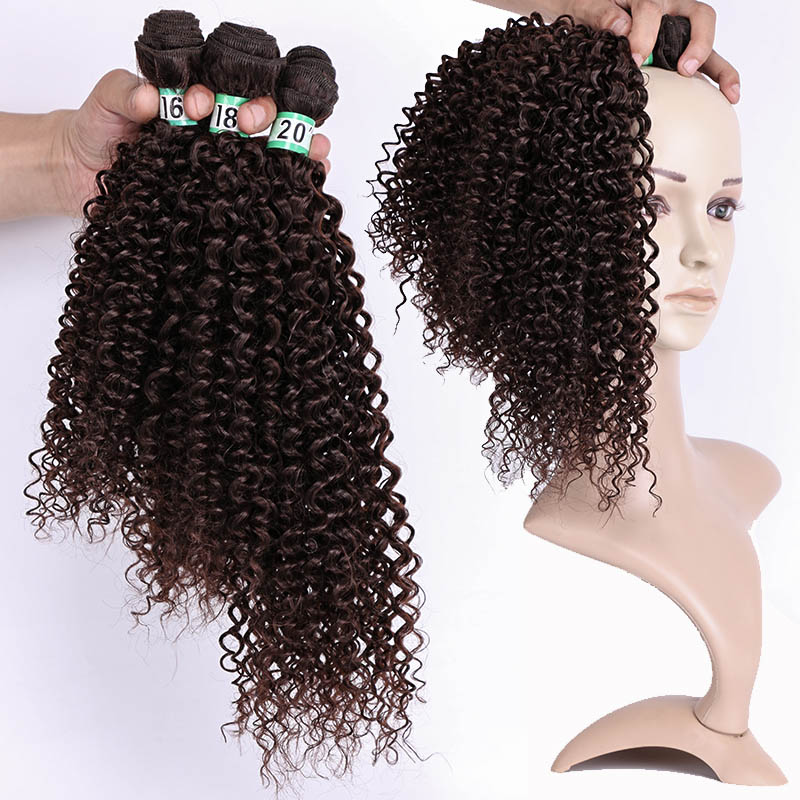 Extensiones de pelo rizado mechones de pelo sintético degradado, 3 unidades, un paquete, para cabello de una cabeza, tejido de sueño, hielo: # 4