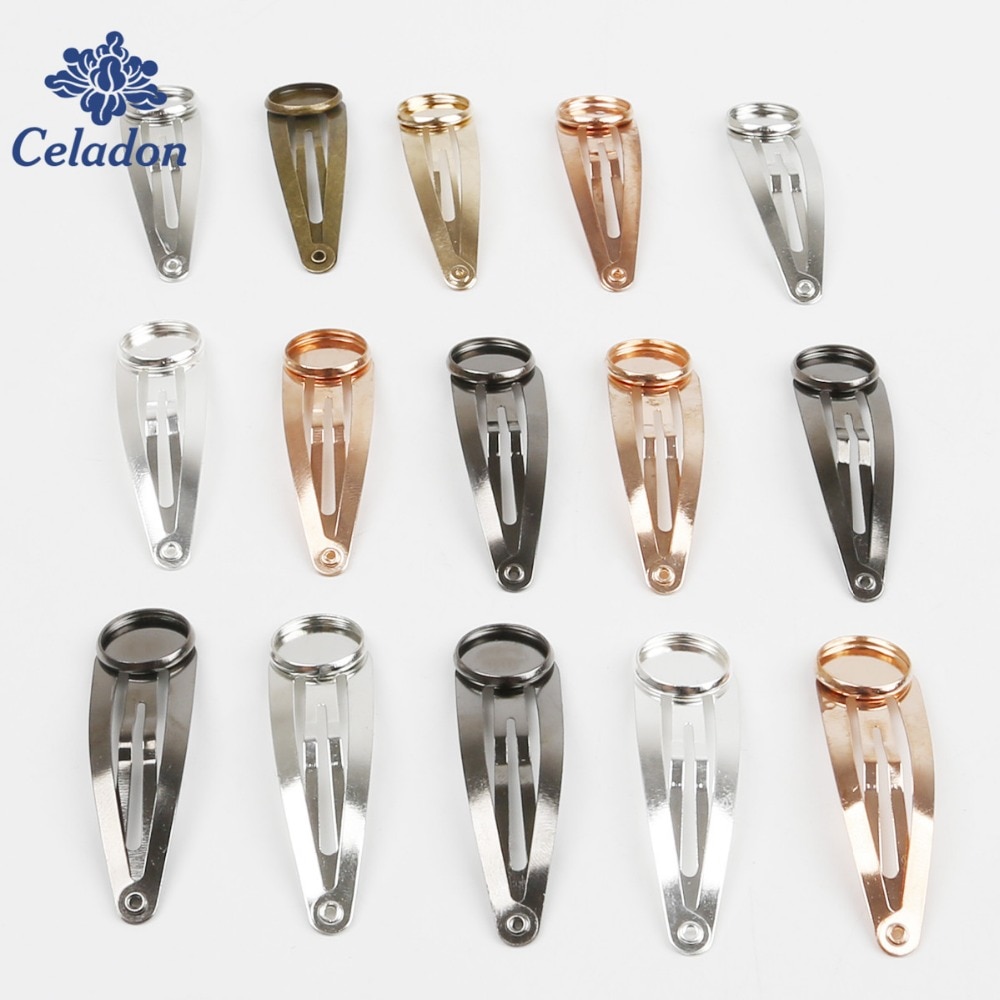 12mm 10 pièces classique 6 couleurs plaqué cuivre matériel épingle à cheveux pinces à cheveux Base réglage Cabochon camée base