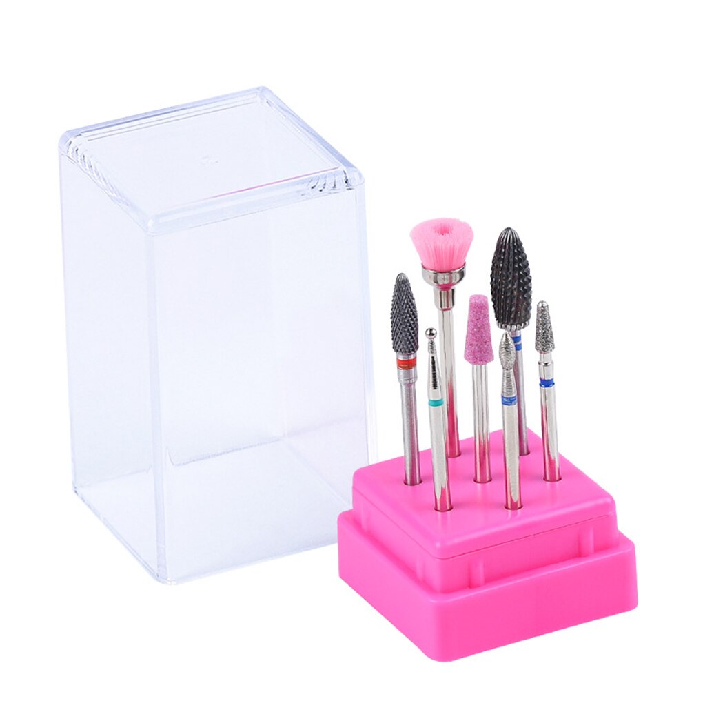 7 unids/set brocas de cerámica para uñas caja de acrílico fresadora máquina de manicura limas de uñas eléctricas herramienta de Arte de uñas