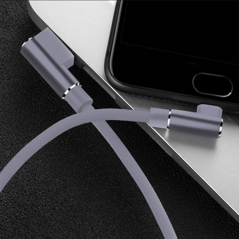 90 Degree Type-C Charger Cable For S9 S8 Huawei P20 Pro Oneplus 6 5 One Plus Xiaomi TypeC Long 3M Fast Charge Data USB Wire Cord: Grey / 2m