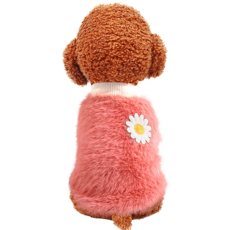 Pull doux marguerite pour chien de compagnie, vêtement d'hiver pour petit chien, chiot, chat