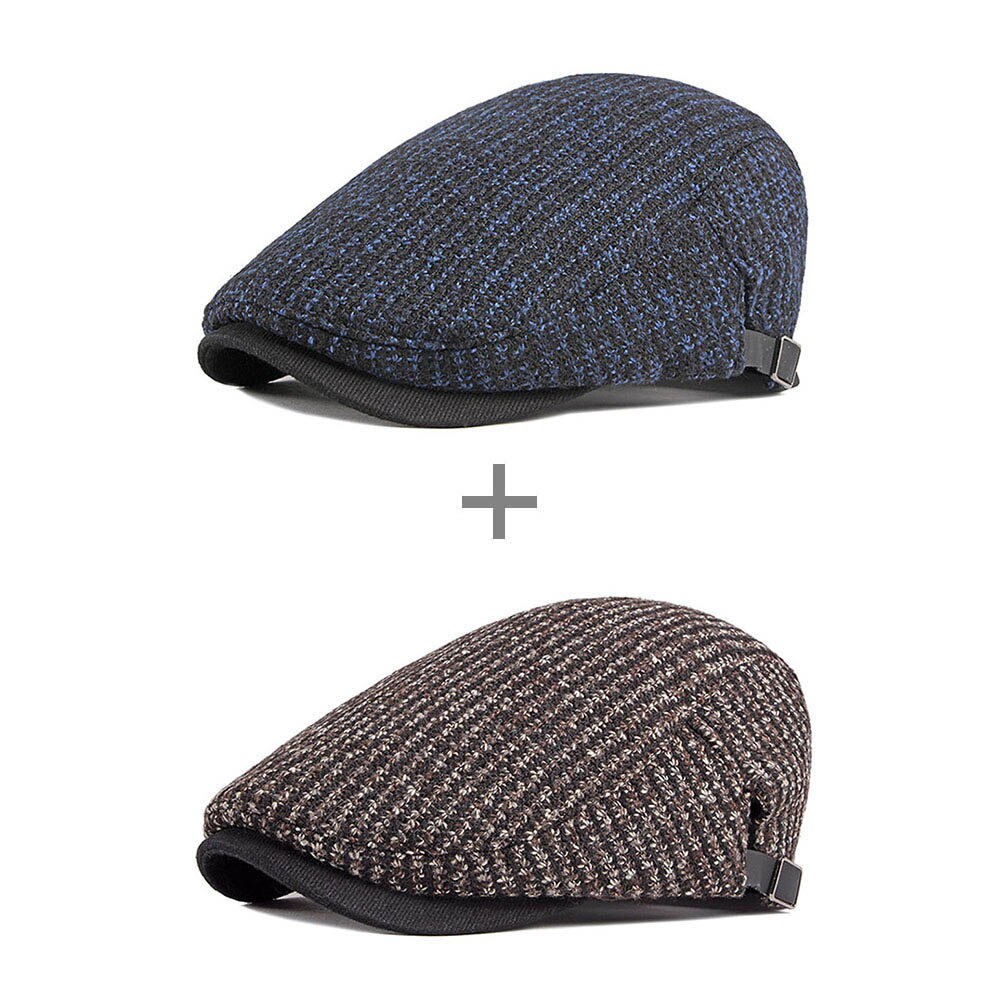 Gorra AETRENDS de otoño-invierno para hombre, Boina Retro de arte juvenil, gorra plana para hombre, Z-10119: Navy Blue and Coffee