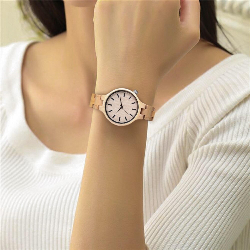 Natural Bamboo Wood Watches Ladies Fashionable Quartz Wristwatch Wooden Watch Female Clock Relogio Feminino zegarek damski
