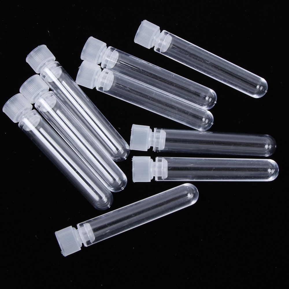 10 stk / pakke 75ml klart plastik reagensglas med lågformet bund lang gennemsigtig reagensglas laboratorie eksperimentforsyning