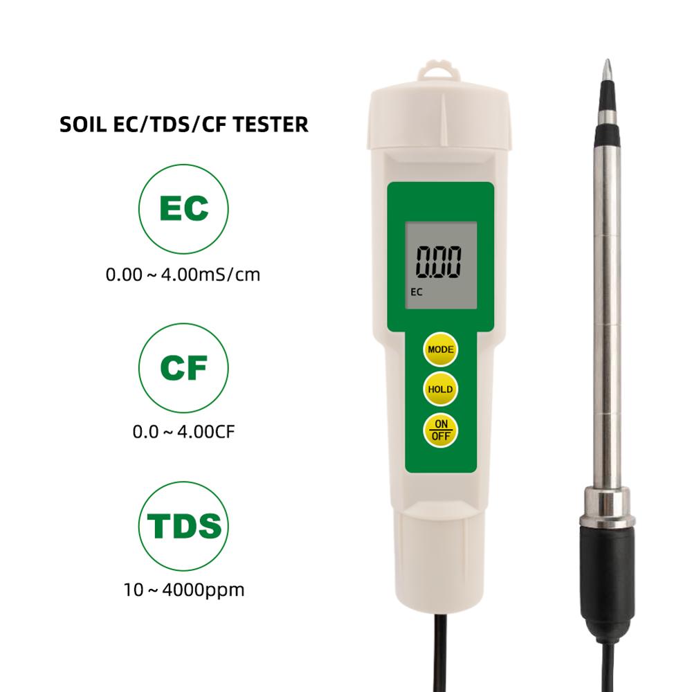 Ec -3185 vandtæt jordmåler ec/tds/cf jordtester med sonde til drivhusdyrkning, gartneridyrkning, laboratorium