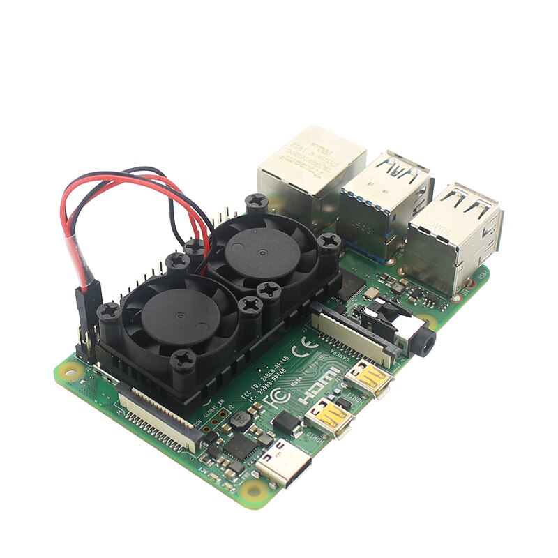 Raspberry Pi 3 doble ventilador con disipador de calor doble sistema de refrigeración radiador enfriador para Raspberry Pi 3 Modelo B 3B Plus 3B +
