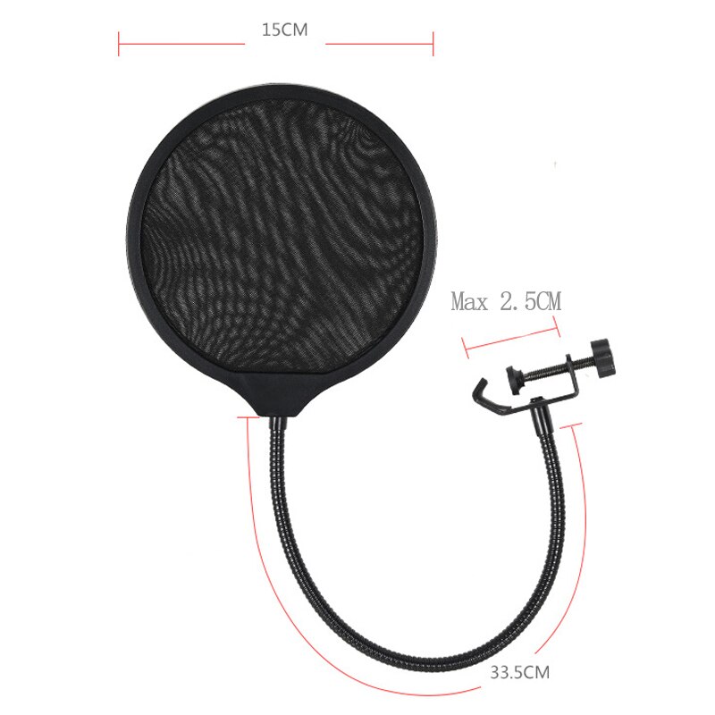 Mikrofon fleksibel vindskjerm holdbar dobbeltlags frontrute studiomaske mikrofon popfilter dobbeltlagsskjerm til å snakke opptak
