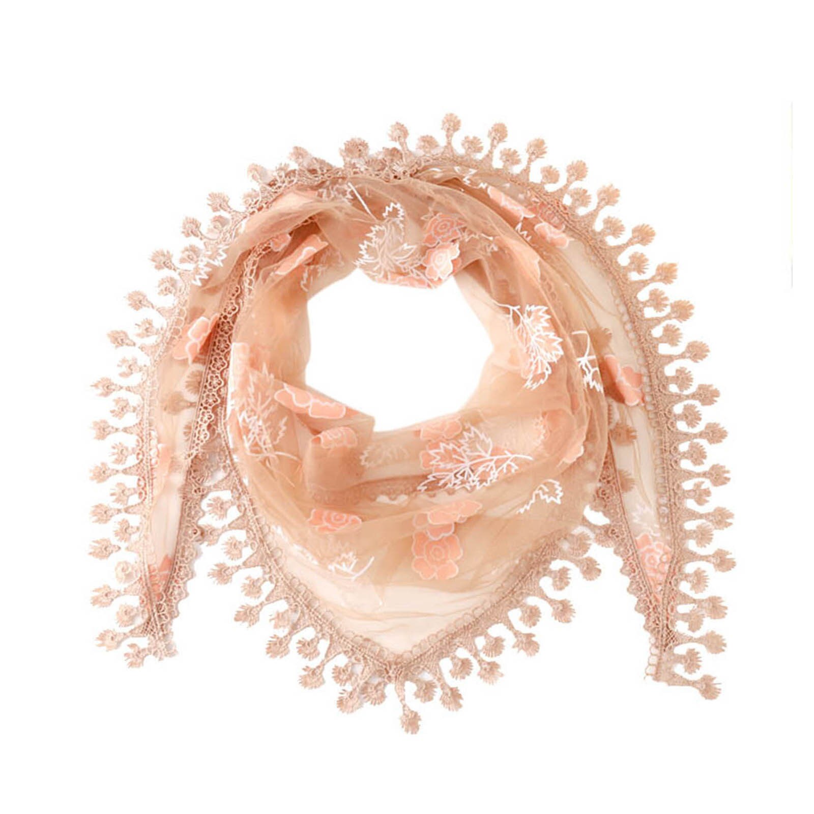 Bufanda multifuncional con borlas de encaje para mujer, chal de flores, pashmina suave, estola de playa de Echarpe,