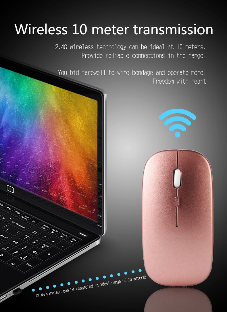 Ratón inalámbrico Bluetooth de 2,4 Ghz, Mouse silencioso, recargable, ergonómico, ratón óptico USB para ordenador portátil, PC, Peripherals de ordenador
