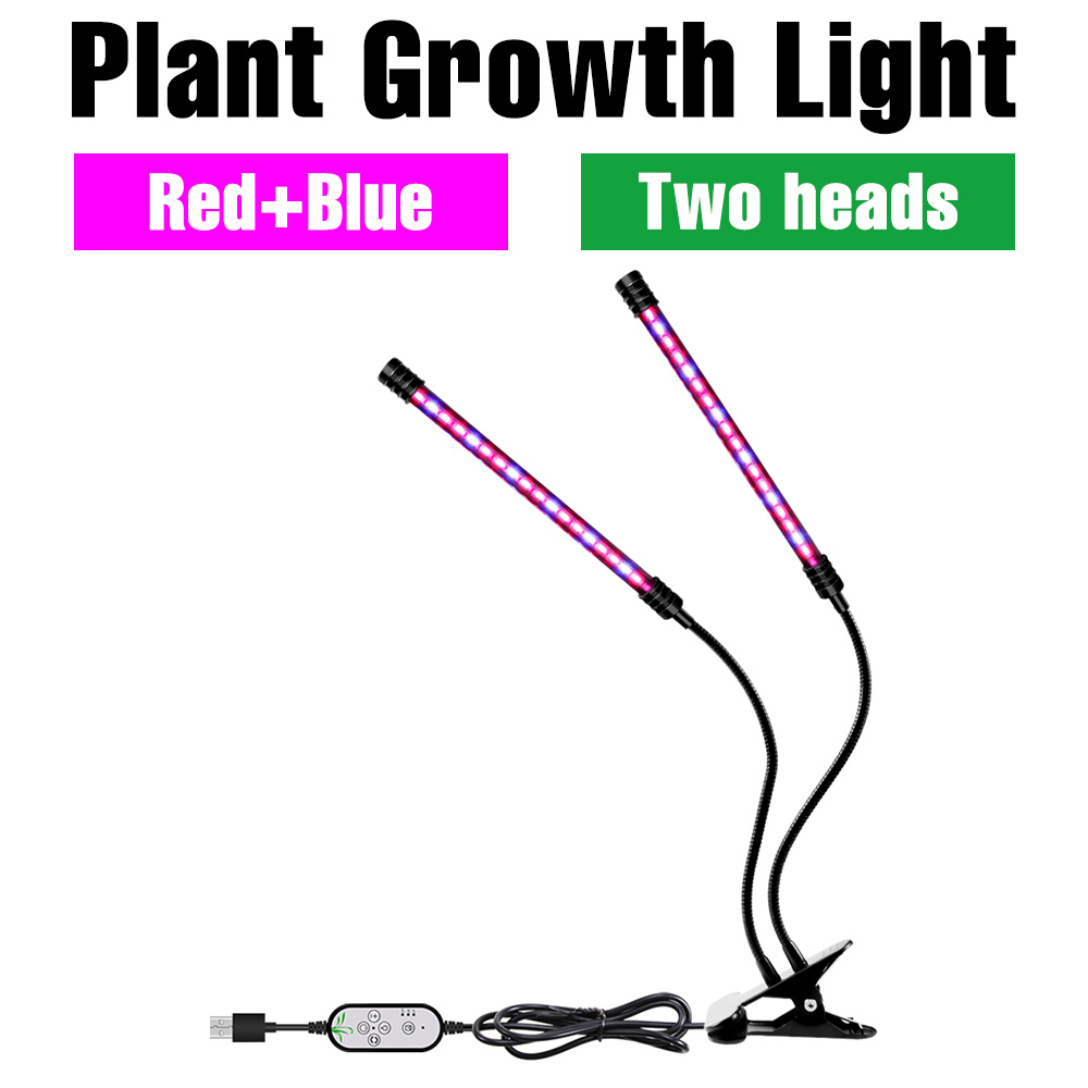 5v usb phyto lampe vokse lys led fuld spektrum lys plante voksende lampe fitolampe til frøplanter blomst fitolampy vokse telt boks: 2 hoveder 18w