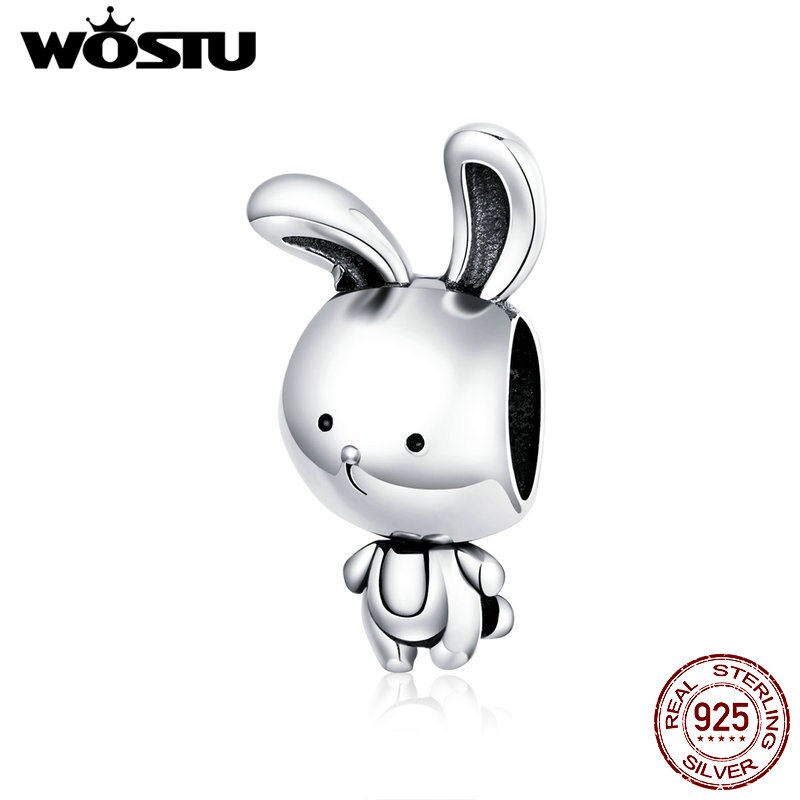 WOSTU Original 925 Sterling Silver Flower Herat Charm beads LOVE rabbit Flower Panda Pendant: DXC1517