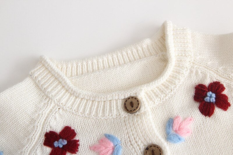 Mode Kinderen Truien Jas Trui Baby Meisjes Katoen Single-Breasted Leuke Bloemen Gebreid Vest En Najaar 0-3 T