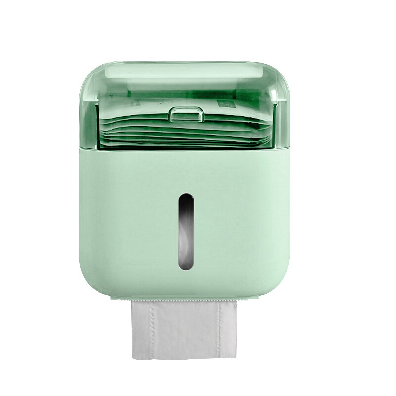 Bubm Plastic Toiletrolhouder Wandmontage Papier Plank Opbergdoos Papierrol Buis Opbergdoos Creatieve Lade: green