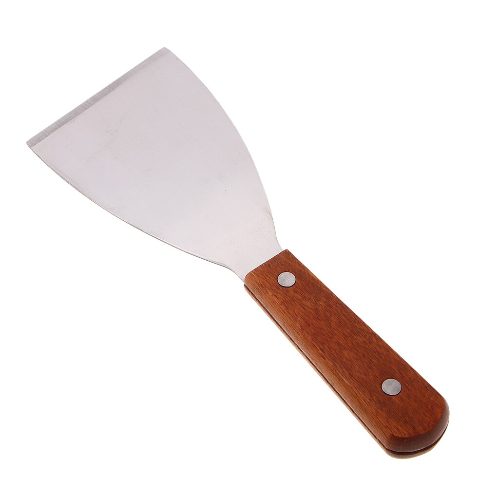 Stainless Steel Putty Knife Griddle Scraper Spatula BBQ Tool with Wood Handle Wall Scraper Blade Candles Making Tools