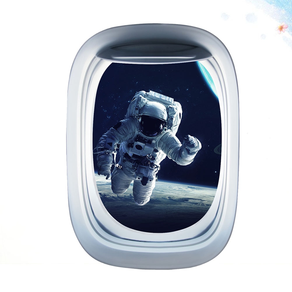 Flyttbara tecknade yttre rymden rymdman landskapsmönster fönster väggklistermärken astronaut glas klistermärken dörr klistermärken för barn