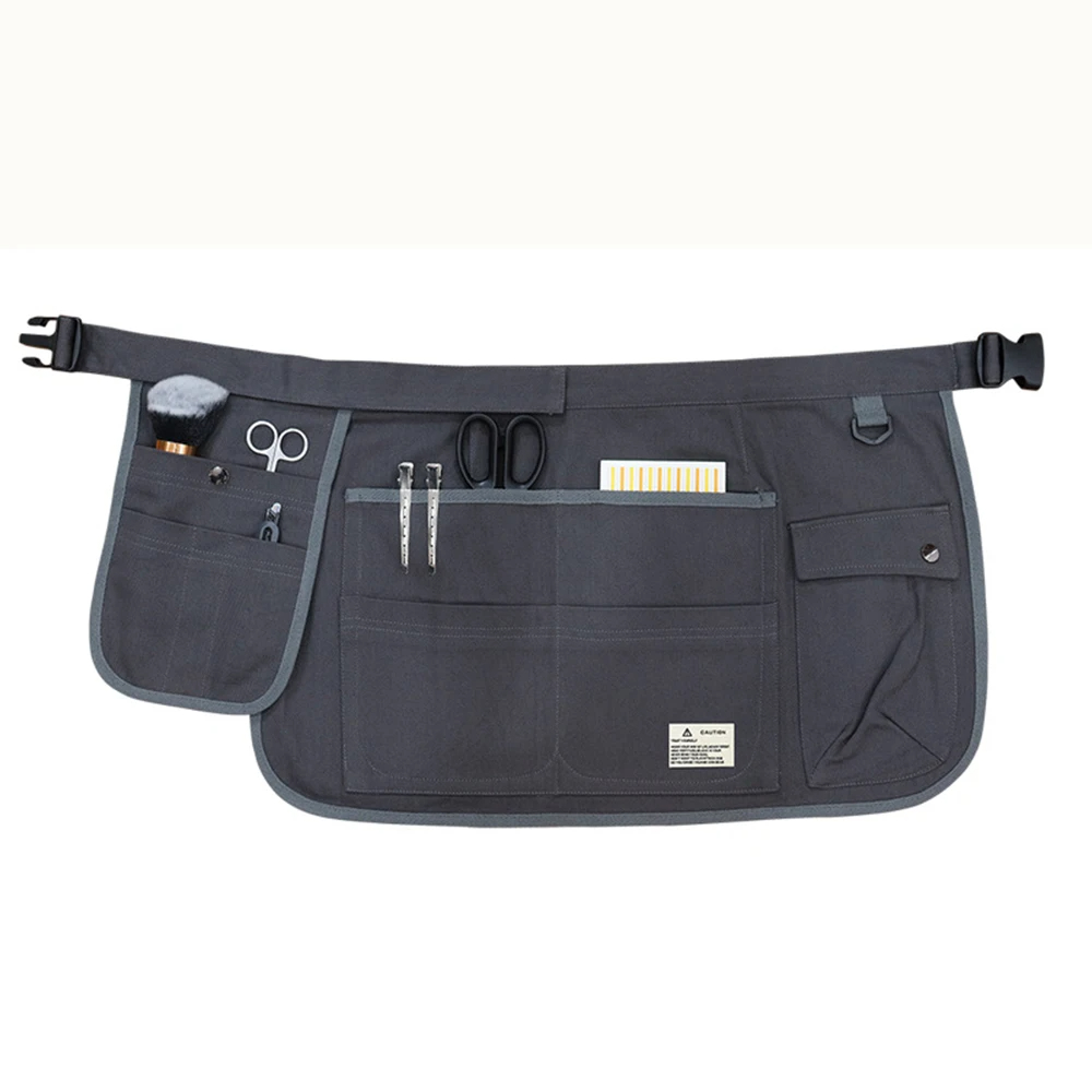 Delantal de media cintura a la , delantal ajustable de lona con múltiples bolsillos, herramienta de peluquero hortícola, delantal de cintura para hombres y mujeres: Gris oscuro