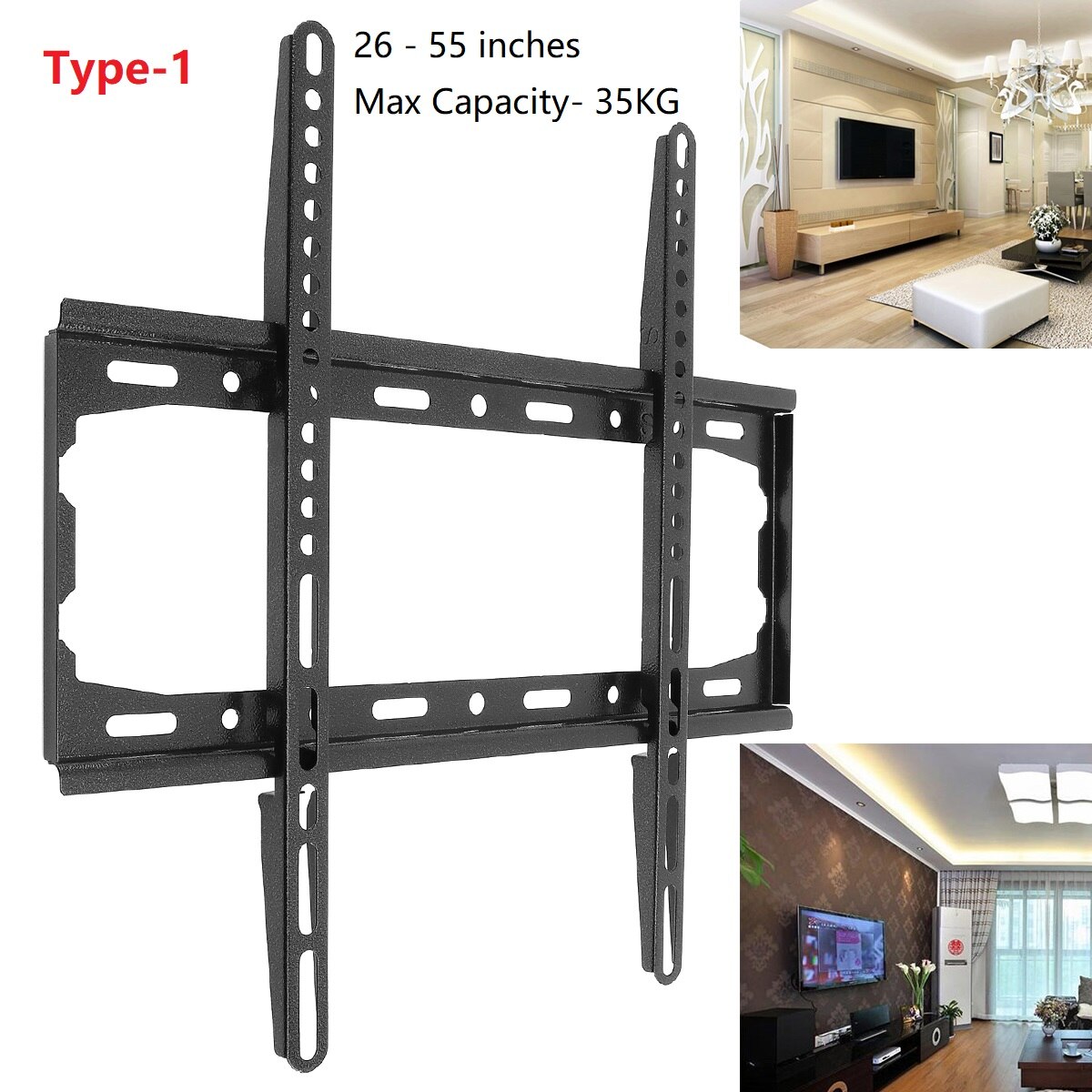 Universal 25KG/35KG/50KG TV Wall Mount Bracket Fixed Flat Panel TV Frame for 12 - 37 / 26 - 60 Inch LCD LED Monitor Flat Panel: Type-1