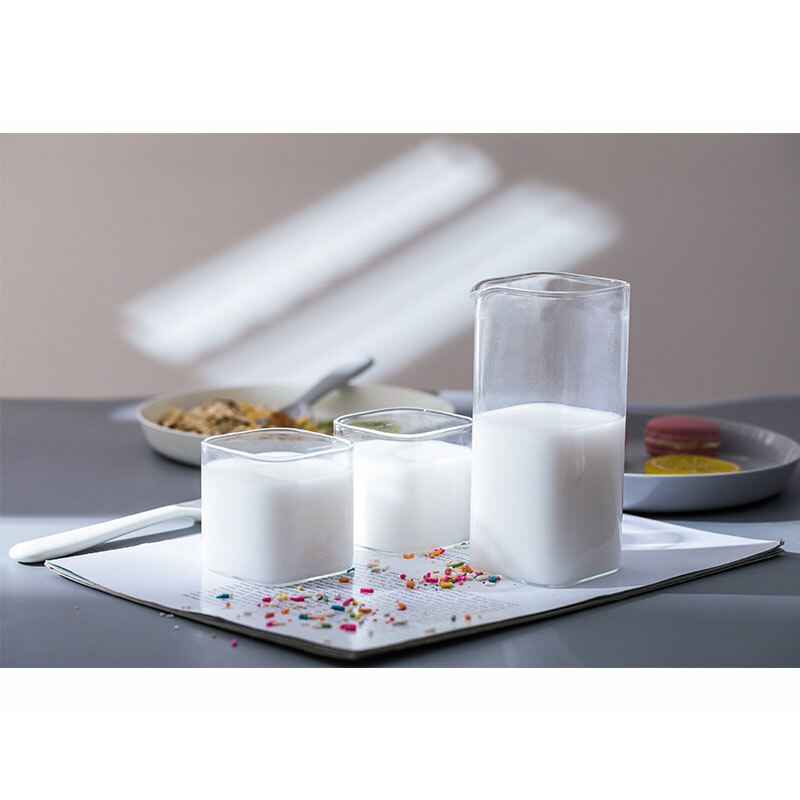 Coffee Milk Dispenser Square Milk Breakfast High Temperature Resistant Glass High Temperature Resistant Glass Three-piece